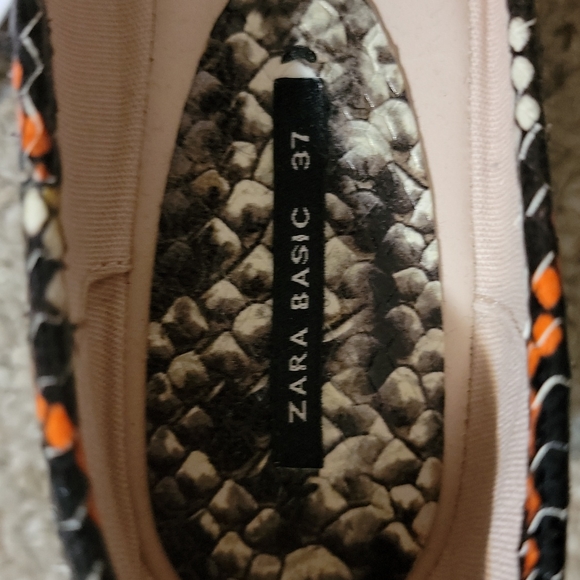 ‼️New Listing ‼️Zara Ballerina Leather Snakeskin Heels - Picture 7 of 9